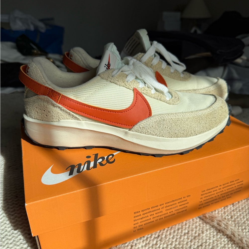 Nike Women's Athletic Shoes - Cream and Orange